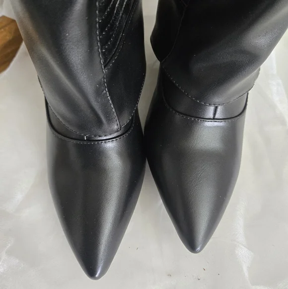 NWT Azalea Wang Victoria Knee High Wedge Boots Black Size 10 - Picture 4 of 12